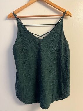 LOFT Dark Green Textured Strappy Cami